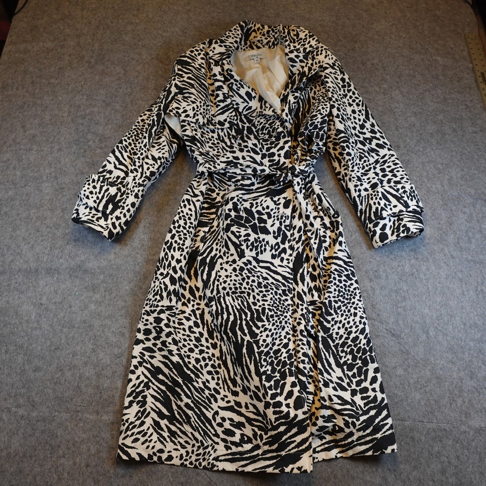 Sergio Hudson x Target Coat Women 1X Black Animal Print Belted Trench Shoulder